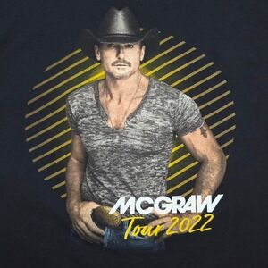 Tim McGraw‎ Tour 2022 Black Graphic T Shirt Mens XL Concert Country Music